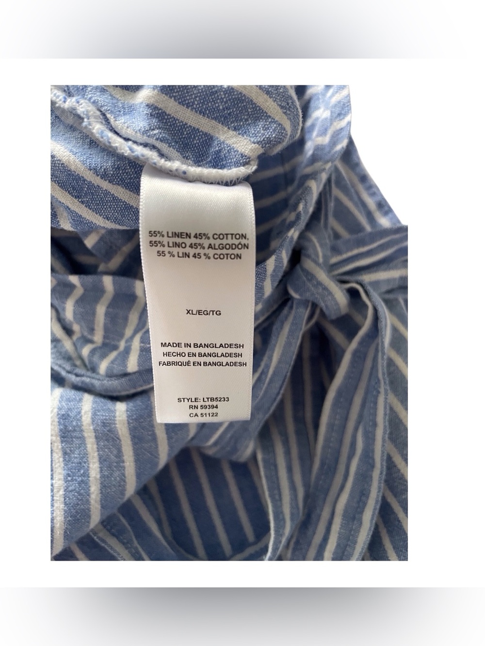 Beachlunchlounge Collection Women's Blue&White Striped Linen-Cotton Pants, XL - Picture 4 of 9